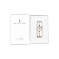 Online PIERRE LANNIER Montre Leia Blanc cadran doré rose fond blanc bracelet acier doré rose