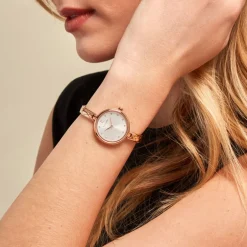 Online PIERRE LANNIER Montre Leia Blanc cadran doré rose fond blanc bracelet acier doré rose