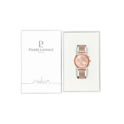 Best PIERRE LANNIER Montre Lutecia Rose cadran doré rose fond rose bracelet acier doré rose