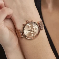 Best PIERRE LANNIER Montre Lutecia Rose cadran doré rose fond rose bracelet acier doré rose