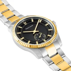 Clearance PIERRE LANNIER Montre Metropolitain Noir cadran argenté fond noir bracelet acier bicolore