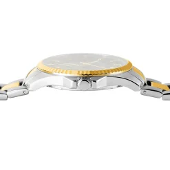 Clearance PIERRE LANNIER Montre Metropolitain Noir cadran argenté fond noir bracelet acier bicolore