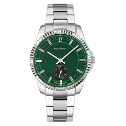 Sale PIERRE LANNIER Montre Metropolitain Vert cadran argenté fond vert bracelet acier argenté