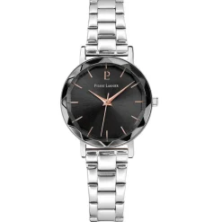 Clearance PIERRE LANNIER Montre Multiples Noir cadran argenté fond noir bracelet acier argenté