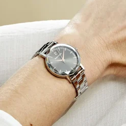 Clearance PIERRE LANNIER Montre Multiples Noir cadran argenté fond noir bracelet acier argenté