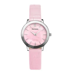 Discount PIERRE LANNIER Montre Noelle Rose cadran argenté fond nacre bracelet cuir rose
