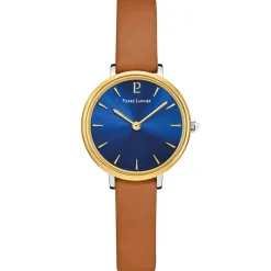 Best PIERRE LANNIER Montre Nova Bleu cadran argenté fond bleu bracelet cuir brun