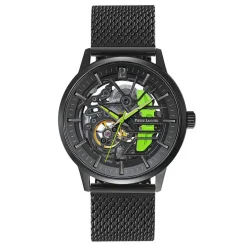 Online PIERRE LANNIER Montre Paddock Bicolore cadran noir fond bicolore bracelet acier noir