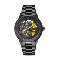 Outlet PIERRE LANNIER Montre Paddock Bicolore cadran noir fond bicolore bracelet acier noir