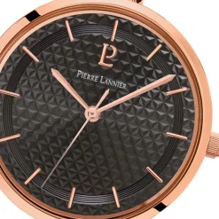 Hot PIERRE LANNIER Montre Pretty Noir cadran doré rose fond noir bracelet acier doré rose