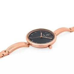 Hot PIERRE LANNIER Montre Pretty Noir cadran doré rose fond noir bracelet acier doré rose