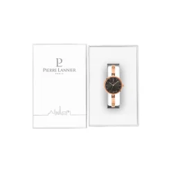 Hot PIERRE LANNIER Montre Pretty Noir cadran doré rose fond noir bracelet acier doré rose