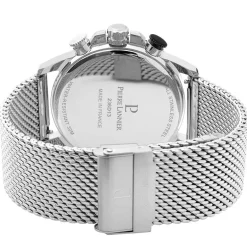 Sale PIERRE LANNIER Montre Sentinelle Noir cadran argenté fond noir bracelet acier argenté