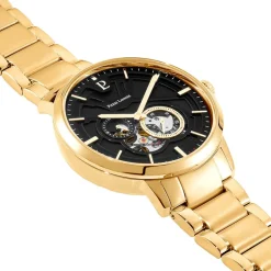 Hot PIERRE LANNIER Montre Trio Noir cadran doré fond noir bracelet acier doré