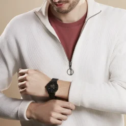 Sale PIERRE LANNIER Montre Trio Noir cadran noir fond noir bracelet acier noir