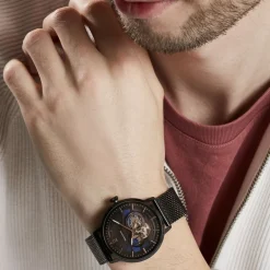 Sale PIERRE LANNIER Montre Trio Noir cadran noir fond noir bracelet acier noir