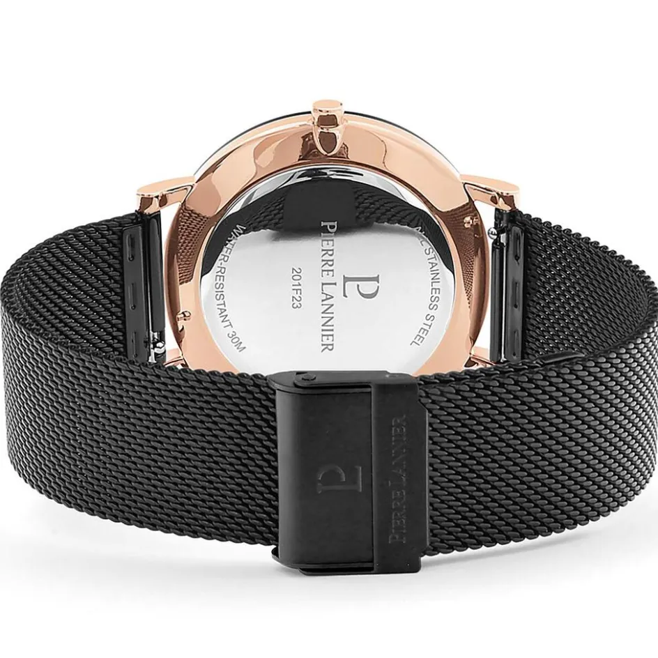 Discount PIERRE LANNIER Montre Woofer Noir cadran noir fond noir bracelet acier noir