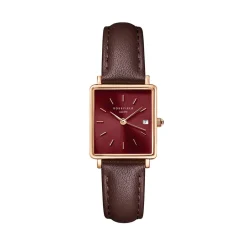Discount ROSEFIELD Montre Boxy Xs Bordeaux cadran rose fond bordeaux bracelet cuir de vache bordeaux