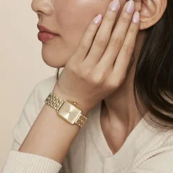 ROSEFIELD Montre Boxy Xs Champagne cadran doré fond champagne bracelet acier doré