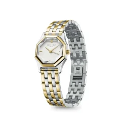 New ROSEFIELD Montre Gemme Blanc cadran bicolore fond blanc bracelet acier bicolore