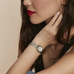 Clearance ROSEFIELD Montre Gemme Blanc cadran argenté fond blanc bracelet acier argenté