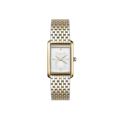 Sale ROSEFIELD Montre Heirloom Blanc cadran doré fond blanc bracelet acier bicolore