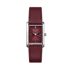 Discount ROSEFIELD Montre Heirloom Bordeaux cadran argenté fond bordeaux bracelet cuir de vache bordeaux