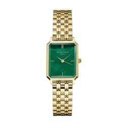 Best ROSEFIELD Montre Octagon Xs Vert cadran doré fond vert bracelet acier doré