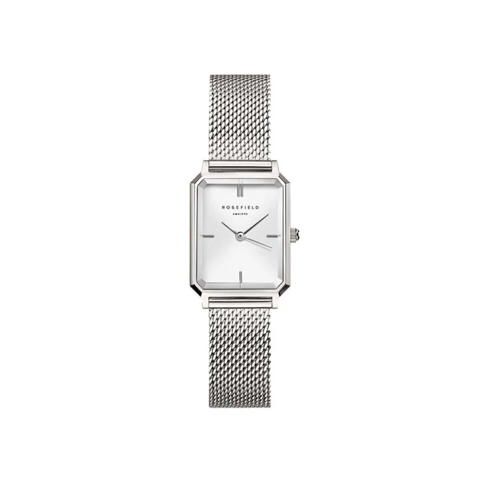 Online ROSEFIELD Montre Octagon Xs Blanc cadran argenté fond blanc bracelet acier argenté