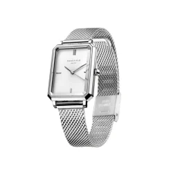 Online ROSEFIELD Montre Octagon Xs Blanc cadran argenté fond blanc bracelet acier argenté