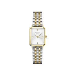 Hot ROSEFIELD Montre Octagon Xs Blanc cadran doré fond blanc bracelet acier doré
