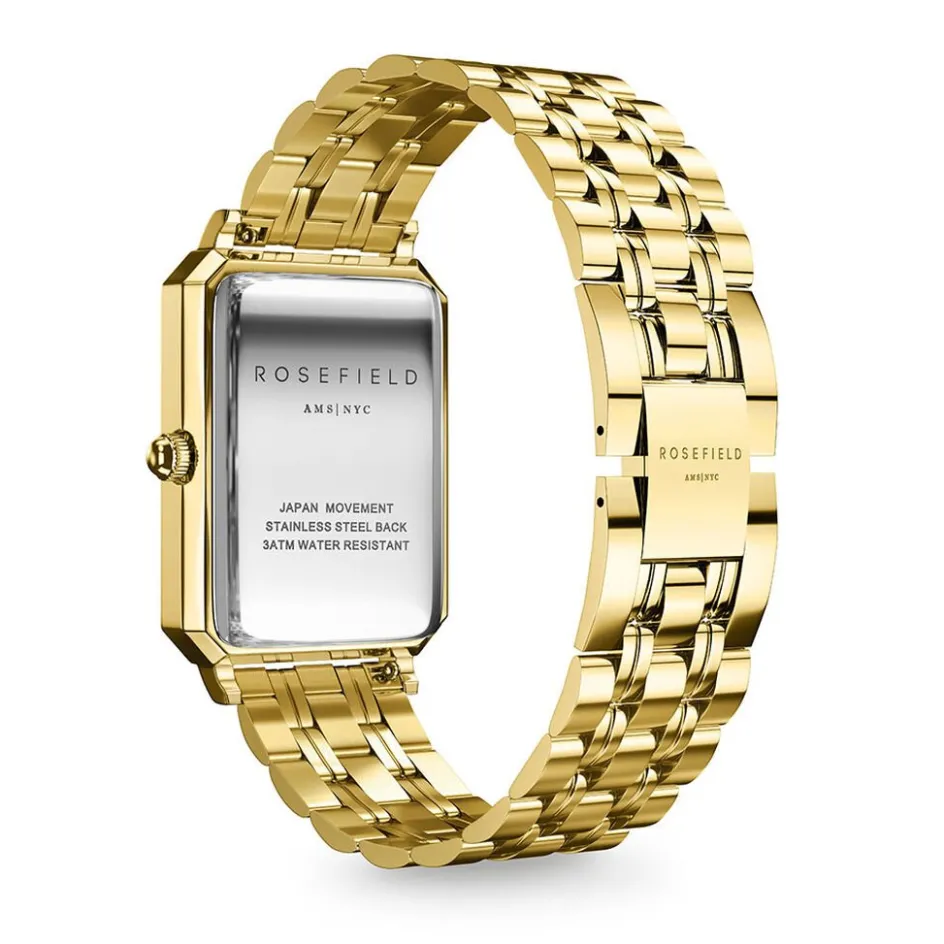 New ROSEFIELD Montre Octagon Blanc cadran doré fond blanc bracelet acier doré
