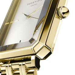 New ROSEFIELD Montre Octagon Blanc cadran doré fond blanc bracelet acier doré