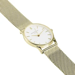 Outlet ROSEFIELD Montre Oval Blanc cadran doré fond blanc bracelet acier doré