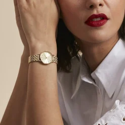 Online ROSEFIELD Montre Small Edit Champagne cadran doré fond champagne bracelet acier doré