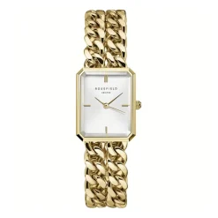 ROSEFIELD Montre Studio 24 Blanc cadran doré fond blanc bracelet acier doré