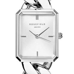 Hot ROSEFIELD Montre Studio 24 Blanc cadran argenté fond blanc bracelet acier argenté