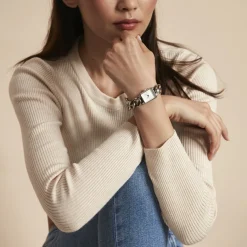 Hot ROSEFIELD Montre Studio 24 Blanc cadran argenté fond blanc bracelet acier argenté