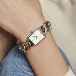 Hot ROSEFIELD Montre Studio 24 Blanc cadran argenté fond blanc bracelet acier argenté