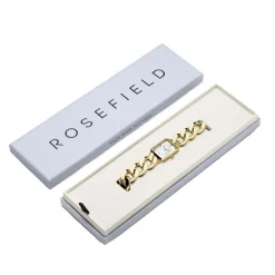 Clearance ROSEFIELD Montre Studio 18 Blanc cadran doré fond blanc bracelet acier doré