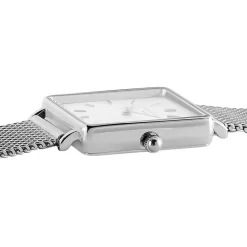 Sale ROSEFIELD Montre The Boxy Blanc cadran argenté fond blanc bracelet acier argenté