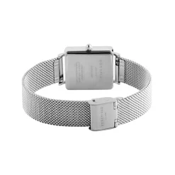 Sale ROSEFIELD Montre The Boxy Blanc cadran argenté fond blanc bracelet acier argenté