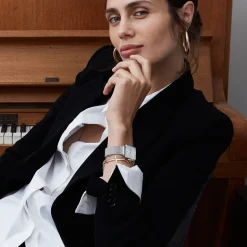 Sale ROSEFIELD Montre The Boxy Blanc cadran argenté fond blanc bracelet acier argenté