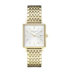 Hot ROSEFIELD Montre The Boxy Blanc cadran doré fond blanc bracelet acier doré