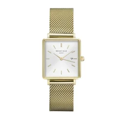 Online ROSEFIELD Montre The Boxy Blanc cadran doré fond blanc bracelet acier doré