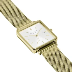 Online ROSEFIELD Montre The Boxy Blanc cadran doré fond blanc bracelet acier doré