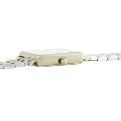 New ROSEFIELD Montre The Boxy Blanc cadran doré fond blanc bracelet acier bicolore