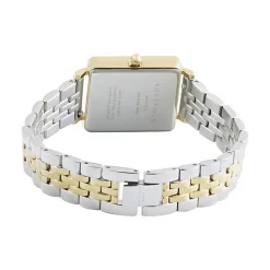 New ROSEFIELD Montre The Boxy Blanc cadran doré fond blanc bracelet acier bicolore
