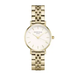Discount ROSEFIELD Montre The Small Edit Blanc cadran doré fond blanc bracelet acier doré