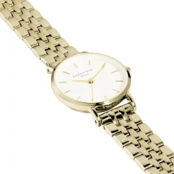 Discount ROSEFIELD Montre The Small Edit Blanc cadran doré fond blanc bracelet acier doré